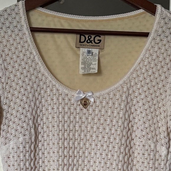 Dolce & Gabbana Cream Sheath Midi Dress with Scoop Neck Medium 28/42 VTG 90s - Picture 3 of 5